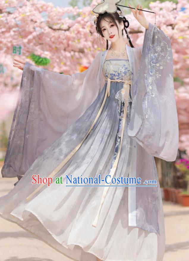 Chinese Ancient Goddess Clothing Tang Dynasty Imperial Princess Costumes Traditional Woman Grey Hanfu Dresses