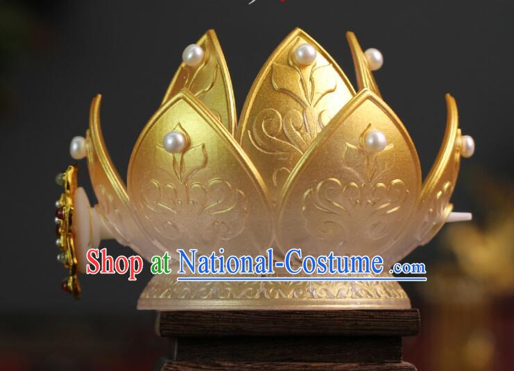 Chinese Song Dynasty Court Empress Headdress Handmade Hanfu Woman Hair Jewelries Ancient Goddess Lotus Crown