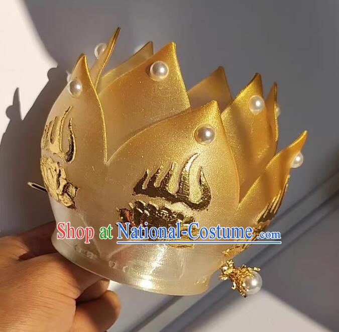 Chinese Handmade Song Dynasty Headdress Hanfu Hair Jewelries Ancient Empress Golden Lotus Crown