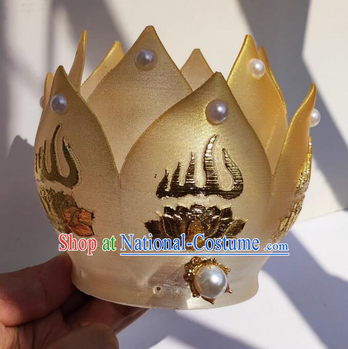 Chinese Handmade Song Dynasty Headdress Hanfu Hair Jewelries Ancient Empress Golden Lotus Crown