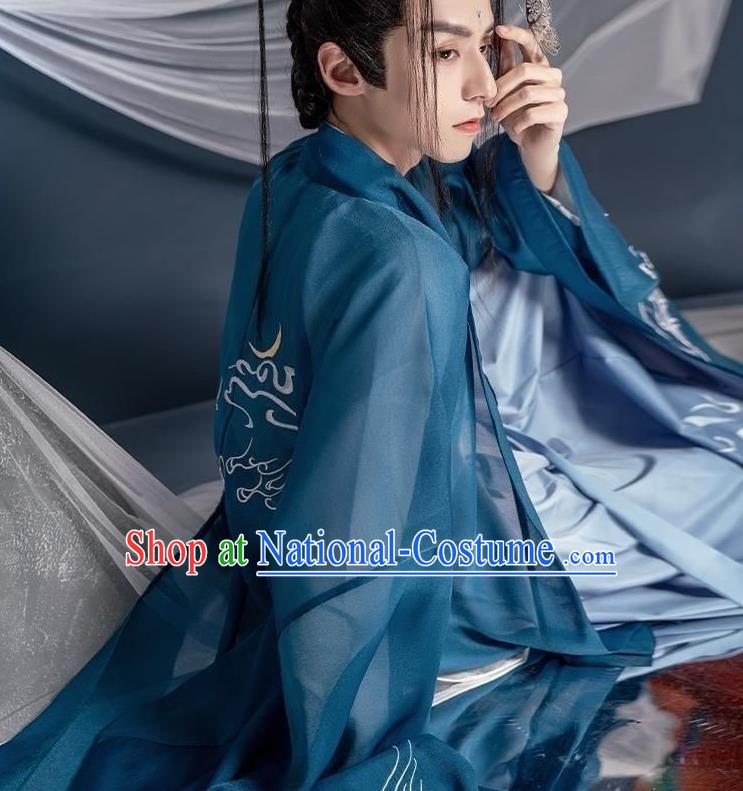 China Jin Dynasty Young Childe Garment Costumes Ancient Swordsman Clothing Traditional Chivalrous Hanfu Set