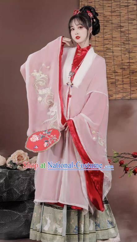 China Ming Dynasty Cape Red Gown and Skirt Complete Set Ancient Palace Princess Costumes