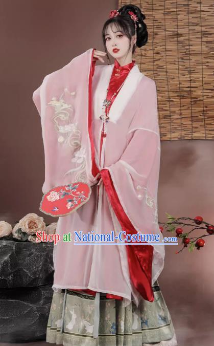 China Traditional Hanfu Gown Cape Mamian Skirt Ancient Noble Woman Costumes Ming Dynasty Clothing