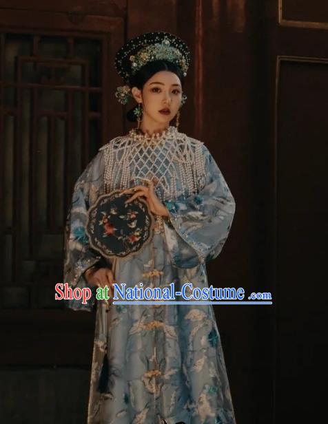 China Qing Dynasty Imperial Consort Clothing TV Series Story of Yanxi Palace Blue Dress Ancient Empress Costumes