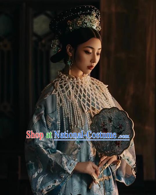 China Qing Dynasty Imperial Consort Clothing TV Series Story of Yanxi Palace Blue Dress Ancient Empress Costumes