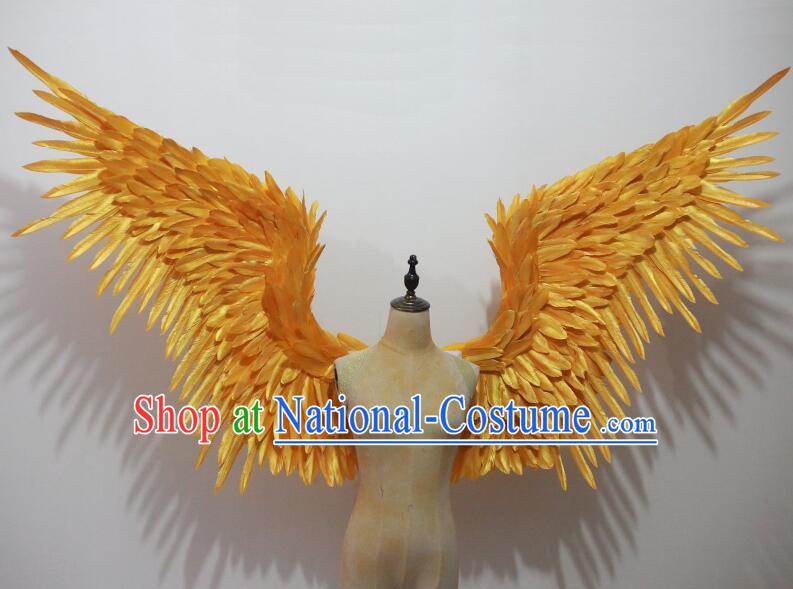 Top Brazilian Carnival Angel Wings Show Golden Feather Wings Model Stage Catwalks Props