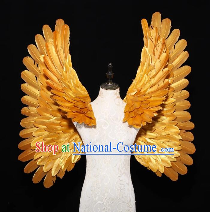 Top Model Stage Catwalks Props Brazilian Carnival Angel Wings Show Golden Feather Wings