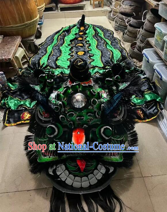 China Green Fut San Lion Outfit New Year World Competition and Parade Lion Dance Costume Complete Set