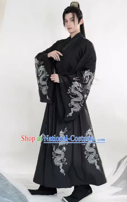 China Ming Dynasty Young Hero Clothing TV Series Swordsman Black Hanfu Outfit Ancient Chinese Costumes