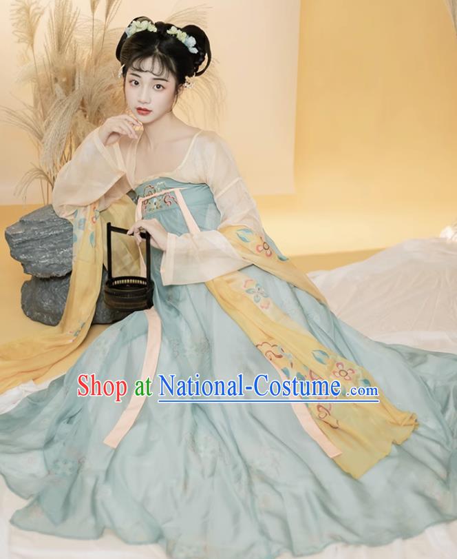 China Tang Dynasty Young Woman Clothing Traditional Hanfu Dress Ancient Chinese Female Costumes