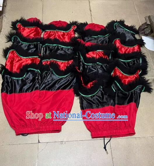 Handmade Satin Lion Trousers with Black Fur China Lion Dance Competition Costumes 2 Pairs Lion Dancing Pants Adult Size