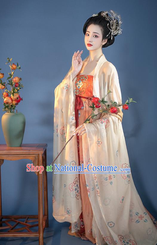 China Ancient Noble Woman Costume Tang Dynasty Imperial Concubine Dress Traditional Hanfu Ruqun Clothing