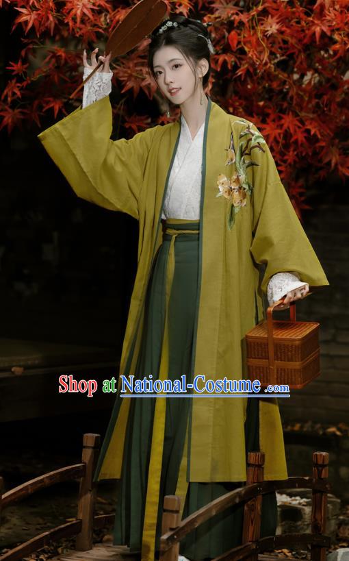 China Song Dynasty Woman Clothing Traditional Hanfu Female Costumes Ancient Embroidered Cloak Blouse and Skirt Complete Set