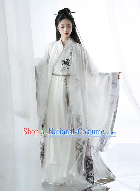 China Ancient Swordsman Clothing Wei Jin Dynasty Young Childe Costumes Traditional Ink Painting Bamboo Hanfu for Women for Men