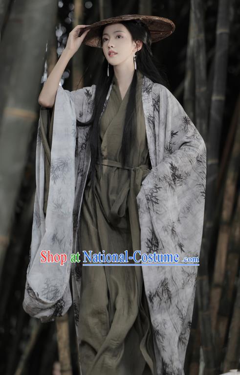 China Ancient Swordsman Hanfu Jin Dynasty Clothing Traditional Ink Painting Bamboo Costumes for Women for Men