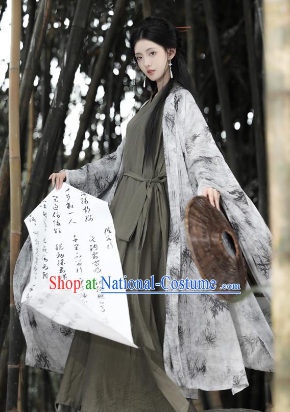 China Ancient Swordsman Hanfu Jin Dynasty Clothing Traditional Ink Painting Bamboo Costumes for Women for Men