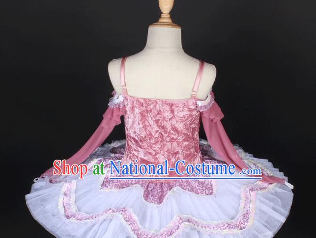 Children Spring And Summer Sequined Gauze Skirt Long Sleeved TUTU Ballet Dance Suspenders Performance Costume Stage Dress Female