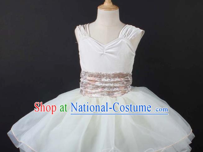 Children Female Tutu Skirt Sleeveless Stage Costume Performance Costume Adult Yarn Skirt Dress Ballet Dance Skirt