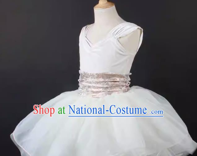 Children Female Tutu Skirt Sleeveless Stage Costume Performance Costume Adult Yarn Skirt Dress Ballet Dance Skirt