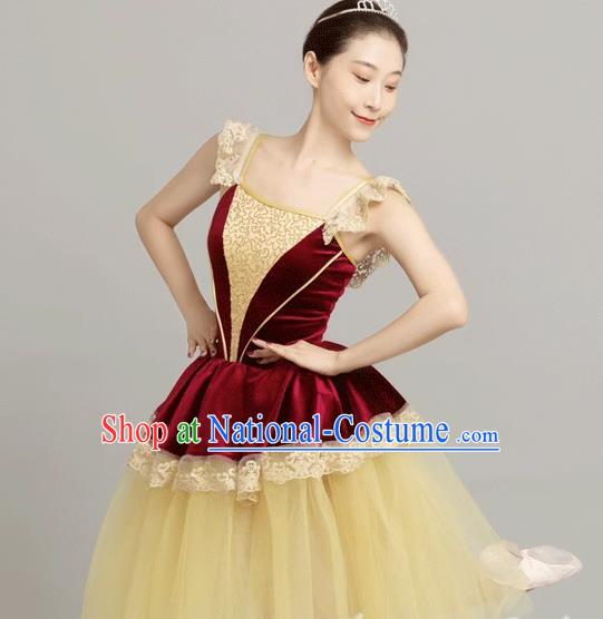 Women Sequined Gauze Dress Performance Costume Palace Wind Tutu Skirt Long Skirt Performance Costume Stage Costume