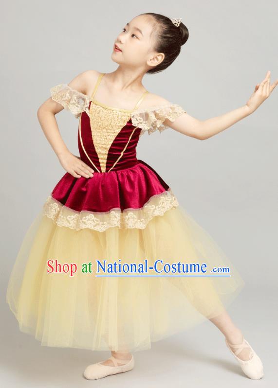 Children Women Sequined Gauze Dress Costumes Court Wind Tutu Skirt Long Skirt Performance Costumes Stage Costumes