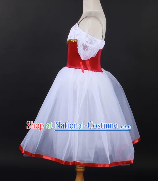 Children Long Ballet Dance Skirt One Shoulder Stage Princess Dress Costume Stage Costume