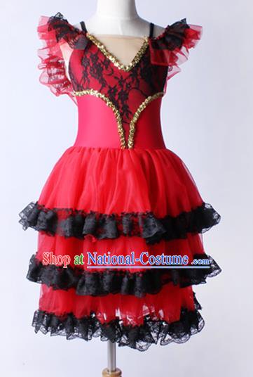 Women Gauze Skirt Lace Costume Stage Costume Ballet Dance Skirt Chiffon Lace Folk Dance Skirt