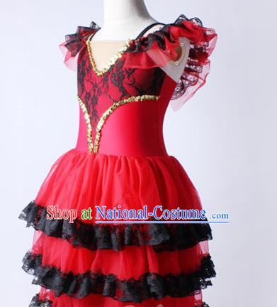 Women Gauze Skirt Lace Costume Stage Costume Ballet Dance Skirt Chiffon Lace Folk Dance Skirt