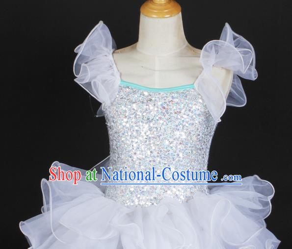 Children Dress Princess Skirt Fluffy Costume Ballet White Performance Stage Costume