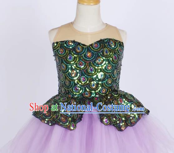 Children Princess Dress Mermaid Sequin Costume Stage Dress Fluffy Gauze Skirt