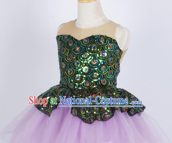 Children Princess Dress Mermaid Sequin Costume Stage Dress Fluffy Gauze Skirt