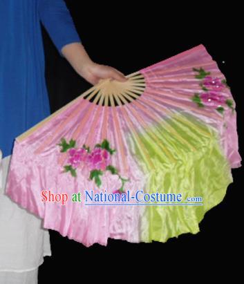 Taoli Cup Dance Meiluozi Dancing Fan Silk Double Sided Color Right Hand Fan Classical Dance Fan