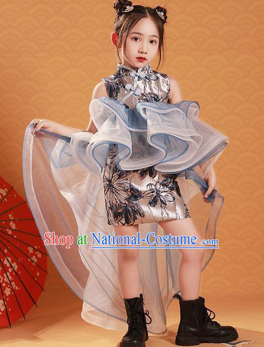 Children Cheongsam Chinese Style Girl Model Catwalk Show Dress