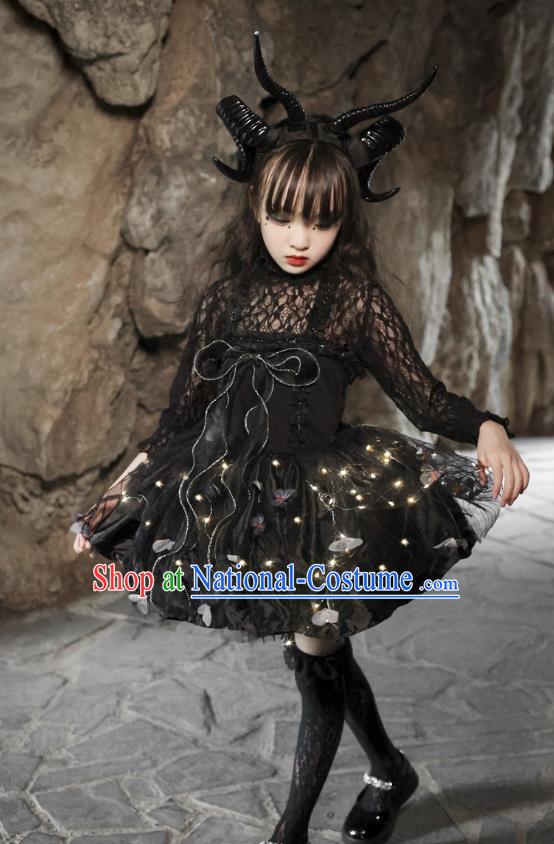 Girls Halloween Party Cos Devil Hair Light Tutu Skirt Devil Dress