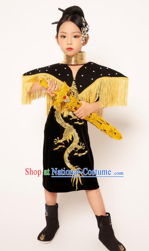 Girls Runway Model Catwalk Dress Martial Arts Trendy Children Dress Girls Twenty Four Solar Terms Chinese Style Show Catwalk