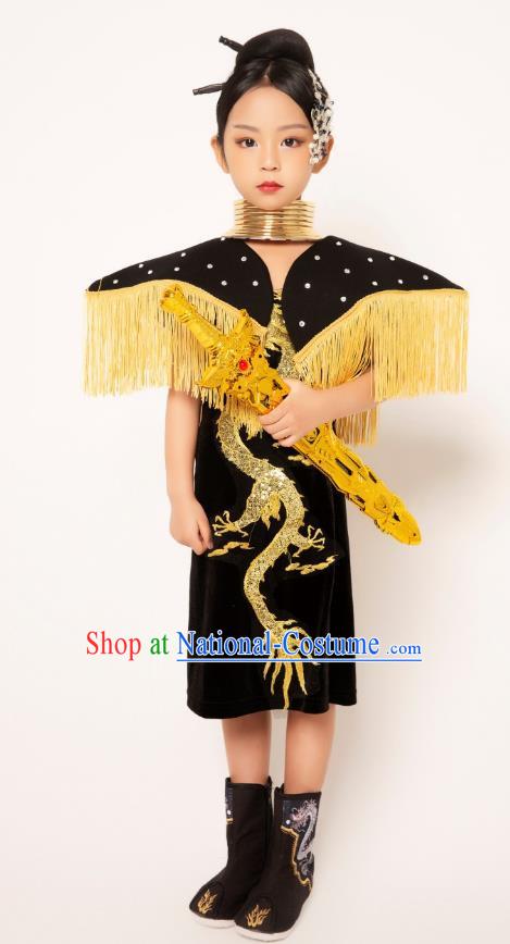 Girls Runway Model Catwalk Dress Martial Arts Trendy Children Dress Girls Twenty Four Solar Terms Chinese Style Show Catwalk