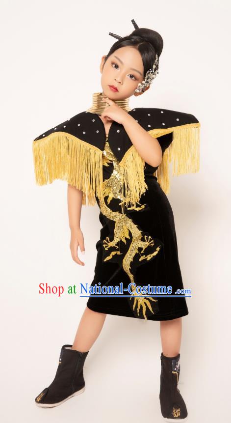 Girls Runway Model Catwalk Dress Martial Arts Trendy Children Dress Girls Twenty Four Solar Terms Chinese Style Show Catwalk