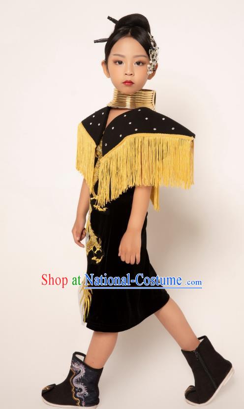 Girls Runway Model Catwalk Dress Martial Arts Trendy Children Dress Girls Twenty Four Solar Terms Chinese Style Show Catwalk