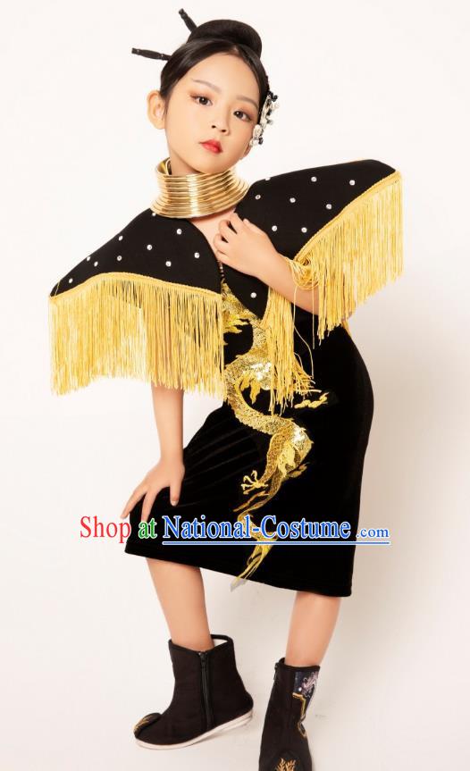 Girls Runway Model Catwalk Dress Martial Arts Trendy Children Dress Girls Twenty Four Solar Terms Chinese Style Show Catwalk