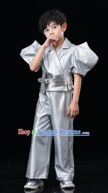 Boys Yuan Universe Technology Sense Performance Photography Clothing Children Catwalk Silver Technology Sense Performance Clothing Futuristic Fashion Clothing