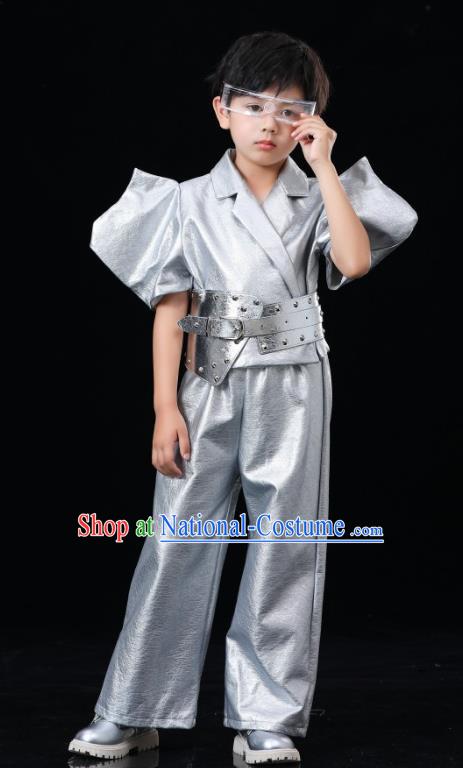 Boys Yuan Universe Technology Sense Performance Photography Clothing Children Catwalk Silver Technology Sense Performance Clothing Futuristic Fashion Clothing