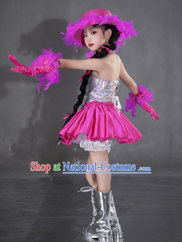 Girls Rose Red Tide Dress Yuan Universe Technology Style Sweet And Cool Princess Dress Six One Children Catwalk Performance Dress