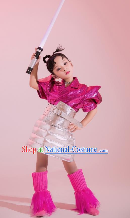 Girls Tech Sensing Trendy Clothing Yuan Universe Wind Model Catwalk Punk Cyber Pink Future Wind Children Costumes