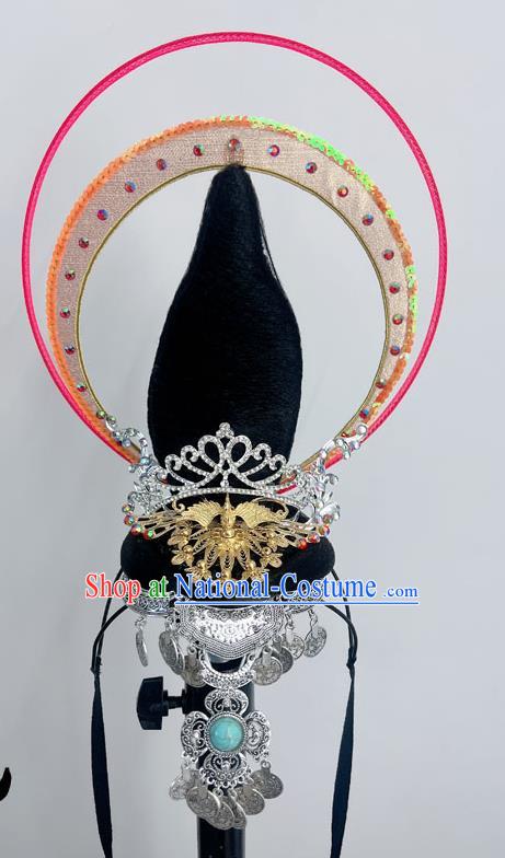 Chinese Classical Dance Headdress Dunhuang Flying Western Regions Lantern Dance Five Stars Out Of The Oriental Silk Road National Performance Wig Hair Accessories