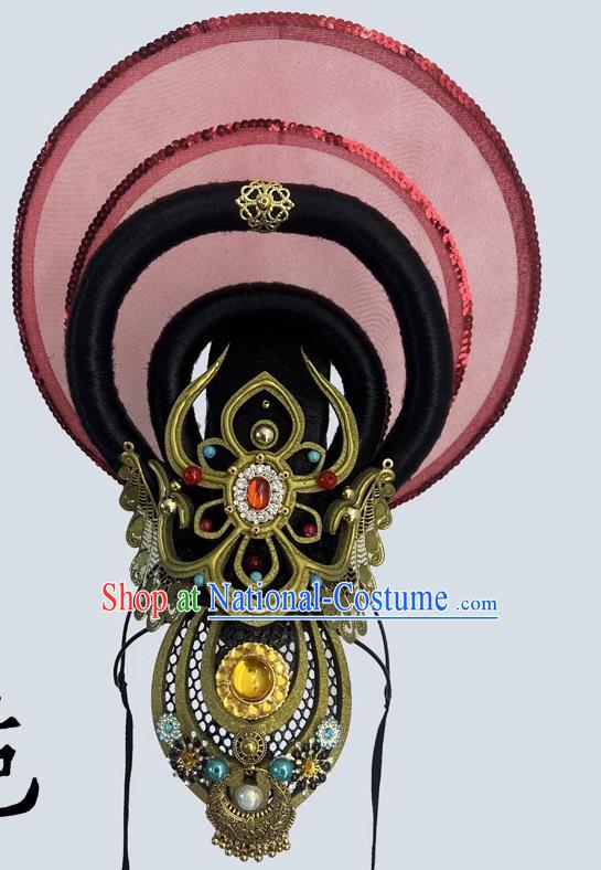 Chinese Classical Dance Headdress Dunhuang Flying Western Regions Lantern Dance Five Stars Out Of The Oriental Silk Road National Performance Wig Hair Accessories