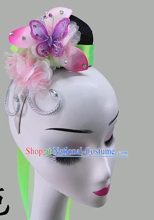 Chinese Classical Dance Headdress Flower Blooming Season Moves The Capital Chinese Wind Performance Performance Fan Dance Wig Hair Accessories