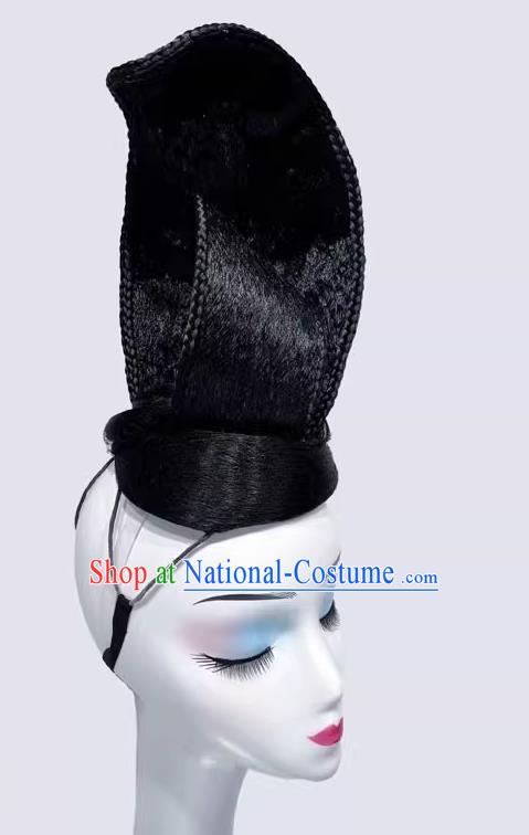 Chinese Classical Dance Headdress Green Waist Dance Drama Only This Green Performance Performance Black Wig Hair Ornament Headdress