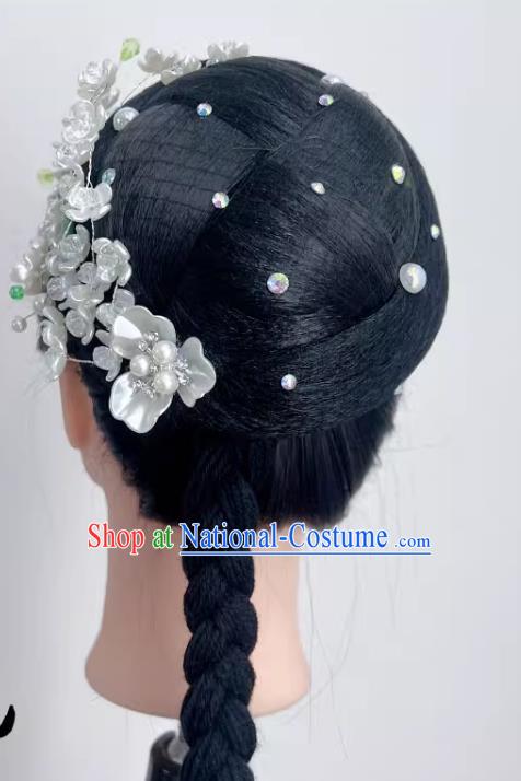 Classical Jasmine Dance Performance Headdress Flower Blooming Feelings Wig Hair Decoration Opening Group Dance Folk Dance Jewelry