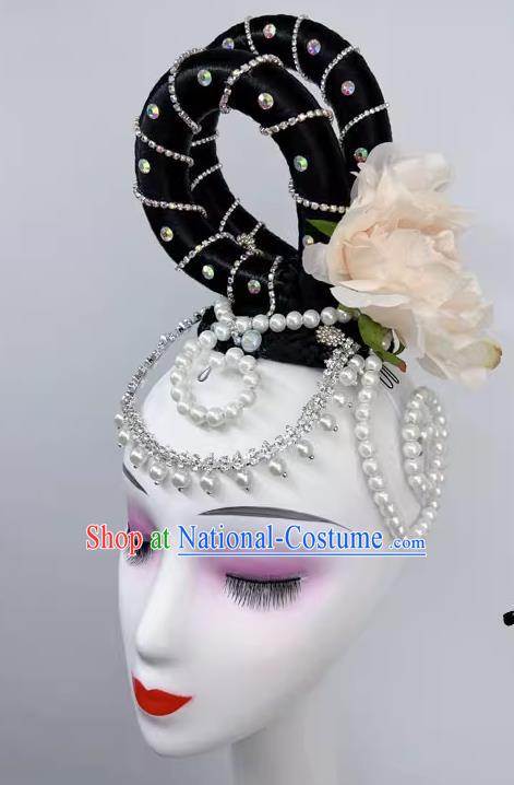 Chinese Classical Dance Taoli Cup Hanfeng Liying Repertoire Dance Headdress Art Examination National Dance Hair Decoration Wig