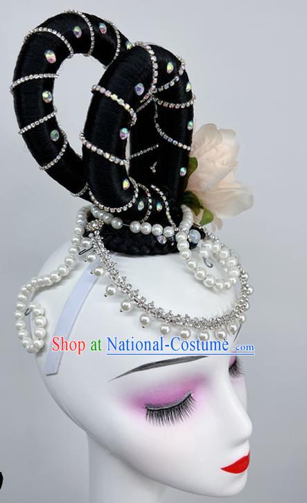 Chinese Classical Dance Taoli Cup Hanfeng Liying Repertoire Dance Headdress Art Examination National Dance Hair Decoration Wig